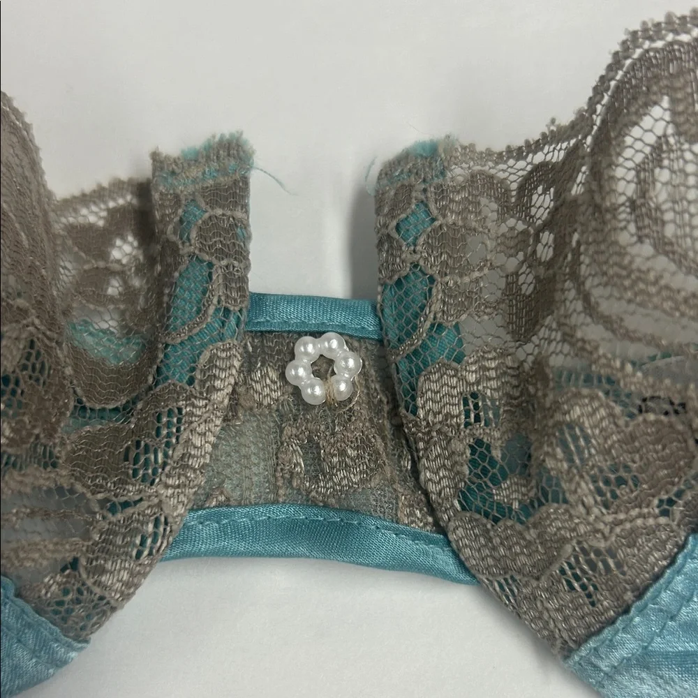 Dior Lace Trim Bra in Teal and Gray - Picture 2 of 6